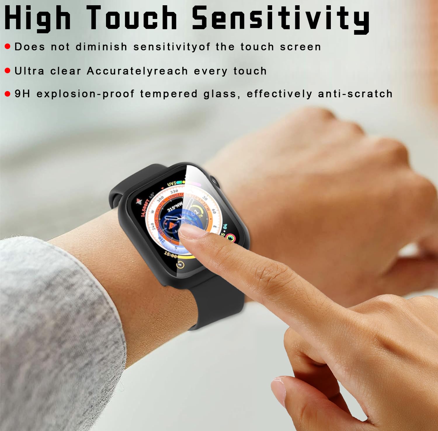Paquete de 6 fundas para Apple Watch de 1.654 pulgadas iWatch Series 3 2, vidrio templado y carcasa dura 2 en 1, diseño ultrafino, protección completa, antidesgaste de bordes, antiarañazos de