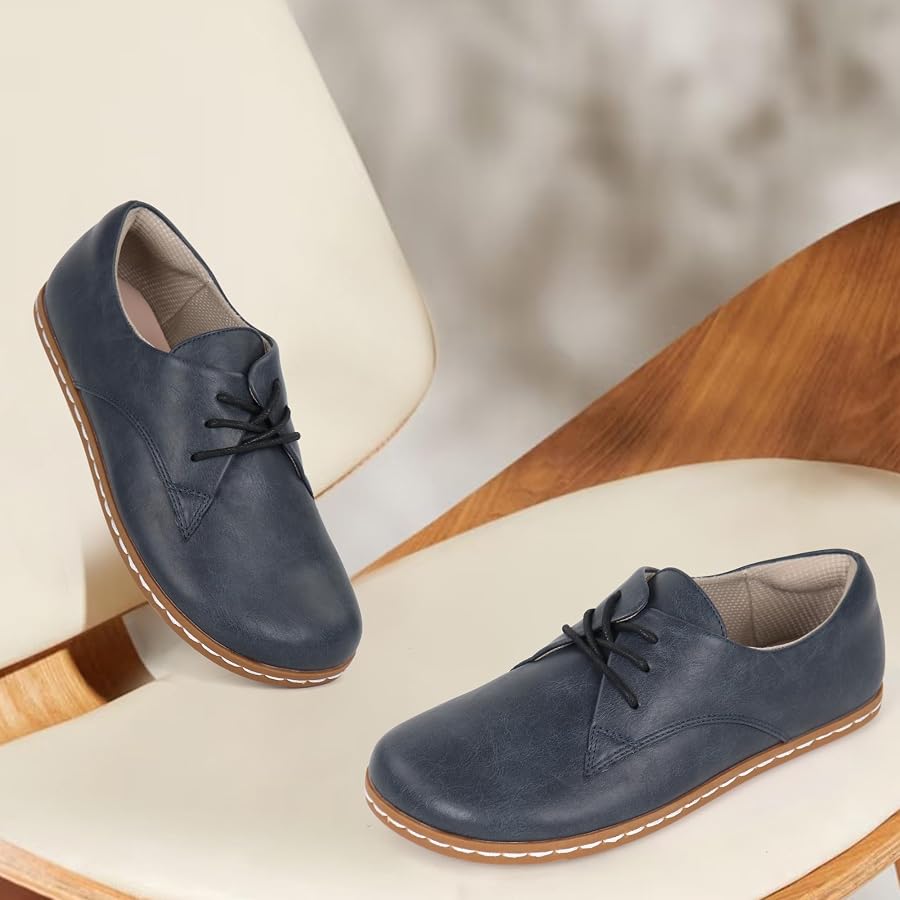 wide toe box dress shoes for women Soft Leather Lace-up Comfortable Wide Toe Box Shoes 38 / Brown