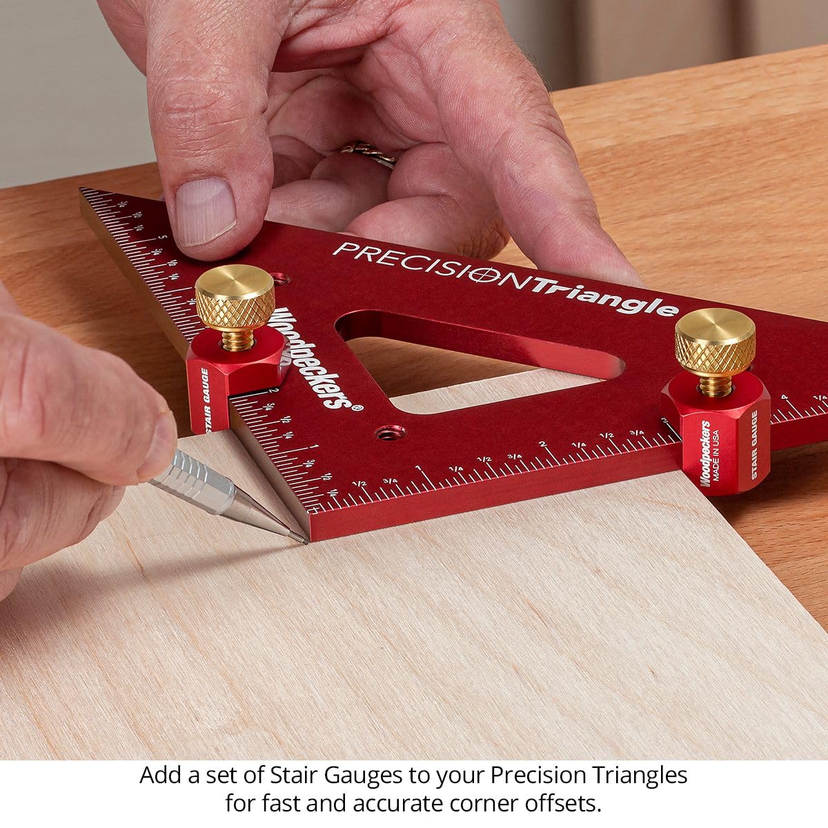 Woodpeckers Woodworking Triangle, 4 & 6 Inch Set, Aluminum Precision Carpenter Triangle Square Ruler Tool, Laser Engraved Scales, Lays Flat, Made in USA