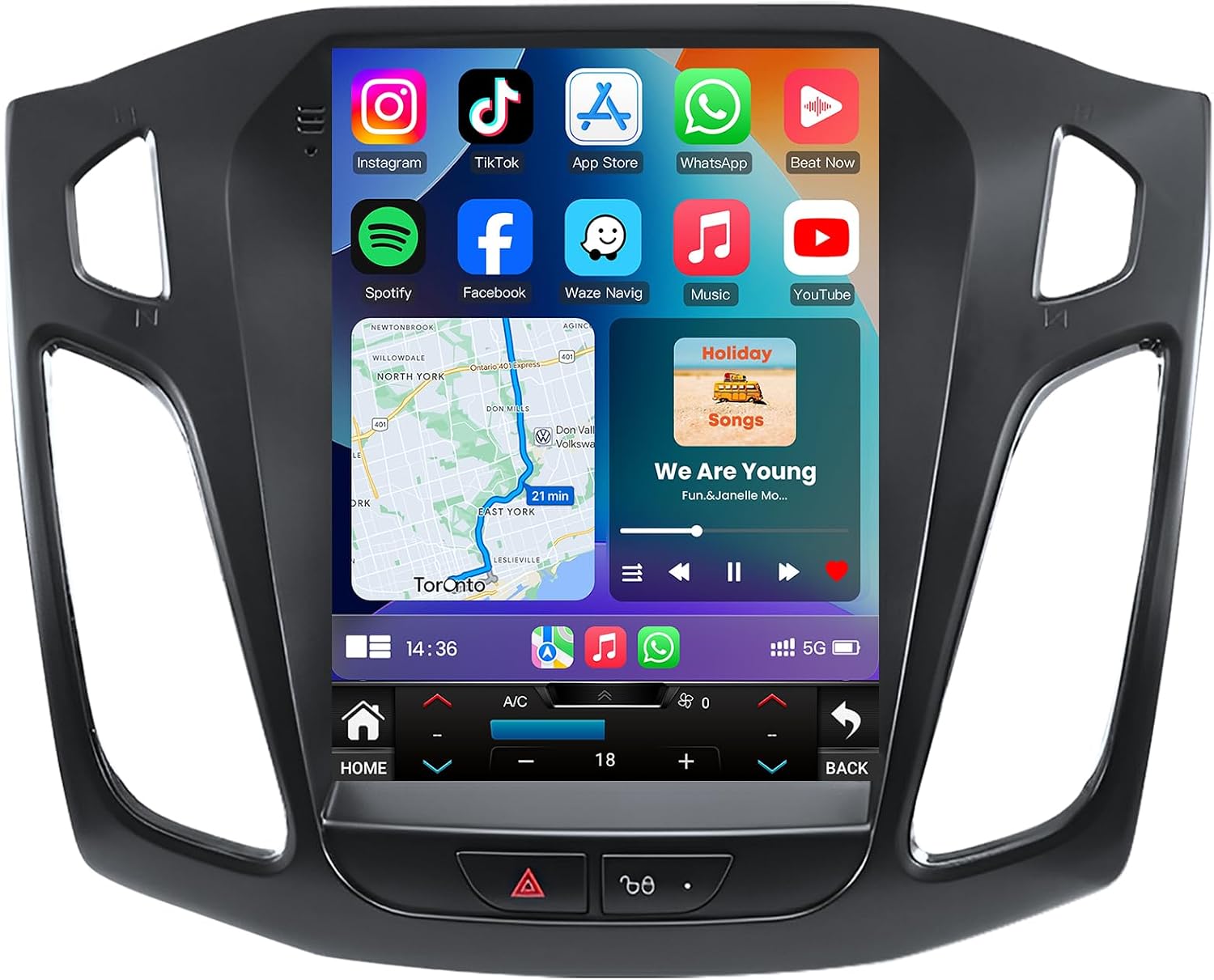 [4Core 64GB ROM] Car Radio for Ford Focus 2012-2018: 10.4" HD Touchscreen Head Unit Stereo, Built-in Wireless Carplay/Android Auto 5G WiFi Bluetooth 5.0 GPS FM SWC Mirror Link 1080P Backup Camera