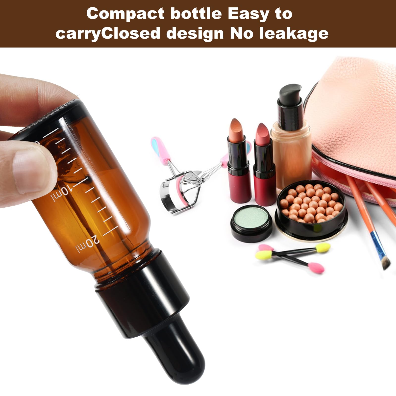 8 Pezzi Boccette Contagocce Vetro 20 Ml Con Graduato, Ambrato Bottiglie - 5
