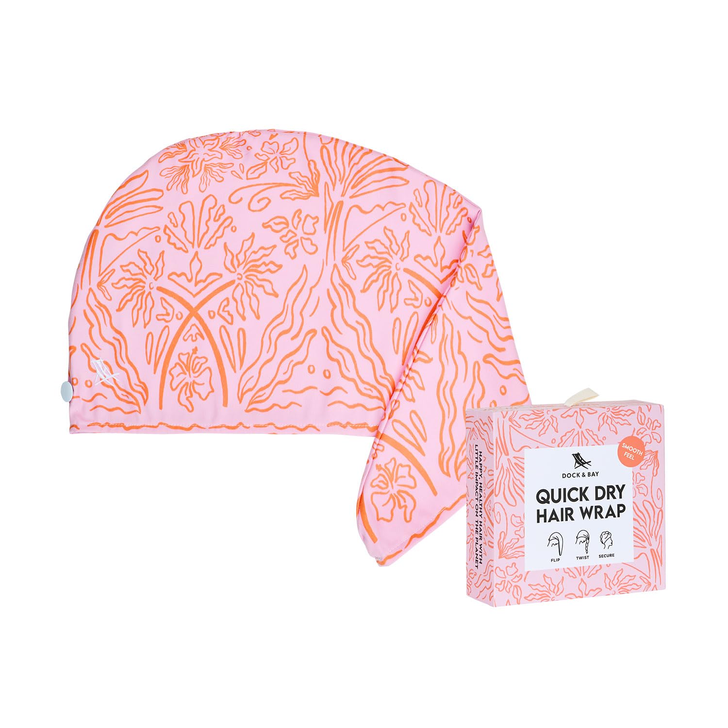 Dock & Bay Turban Hair Towel - For Home & the Beach - Super Absorbent, Quick Dry - Palm Peach