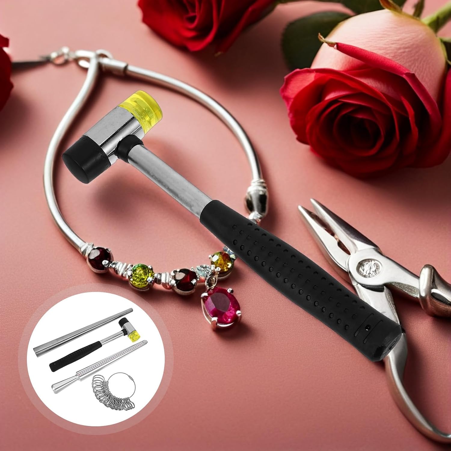 HOOWIFFY 4pcs Compact Ring Sizer Measuring Tool Stick for Accurate Jewelry Sizing Made of Iron and Plastic, for Shop Visits and Personal Use