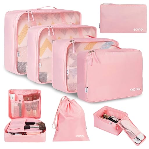 Eono 8-Piece Travel Packing Cube Set, Pink