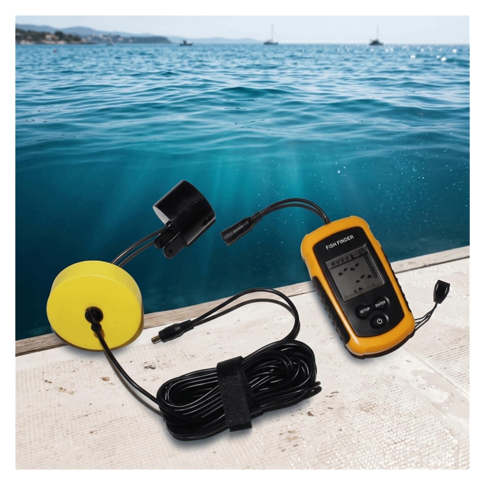 Ecoscandaglio, Ecoscandaglio portatile palmare wireless lanciabile con profondità di 100 m