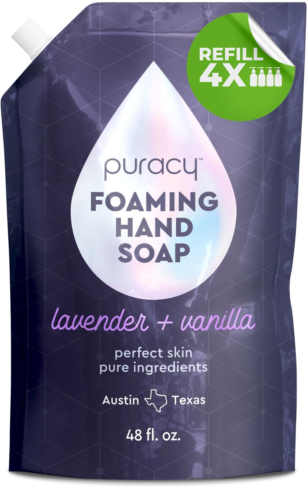 Puracy Foaming Hand Soap Refill - Plant-Powered Natural Hand Soap As Seen on TikTok, Non-Toxic, Sulfate-Free Liquid Soap, Moisturizing Foam Handwash Liquid (Lavender & Vanilla, 48 fl oz)