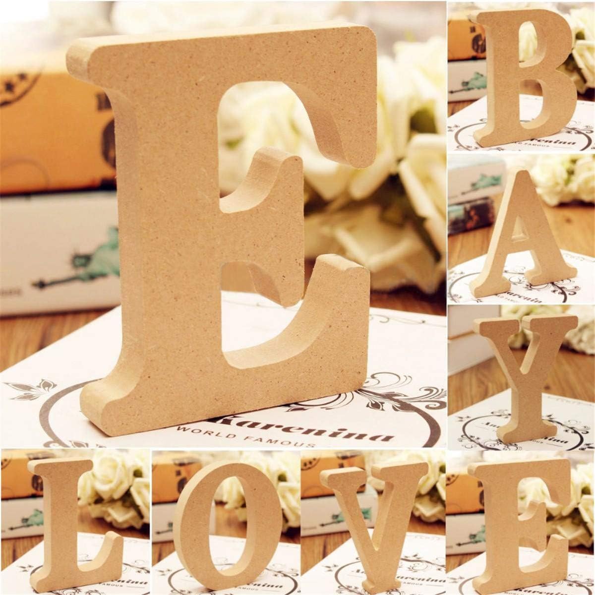 Queenbox Wood Letters 3.9inch Hanging Wall 26 Letters, Wooden Alphabet Wall Letter for Children Baby Girls Bedroom Wedding Brithday Party Home Decor,