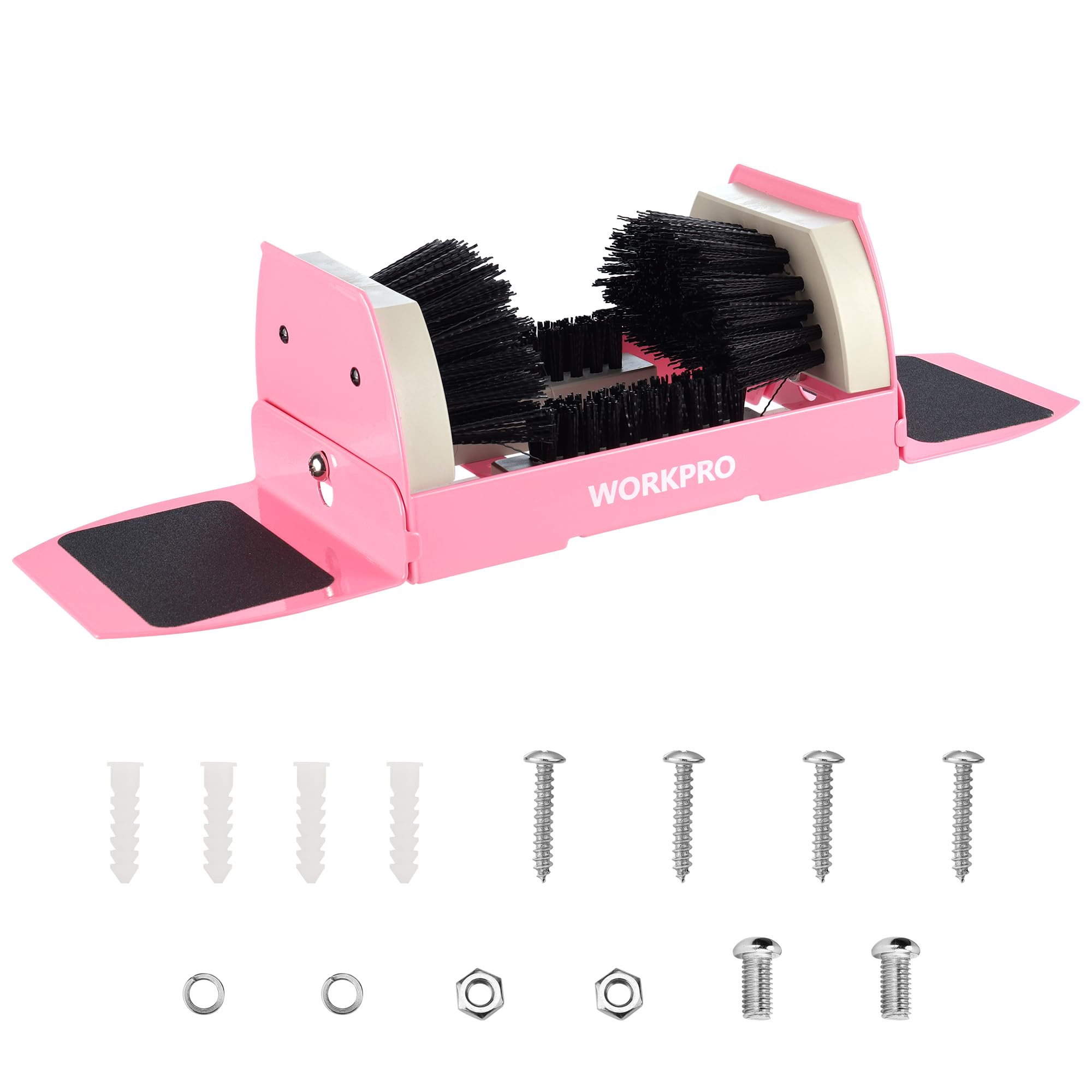 WORKPRO Boot Cleaner, Heavy Duty Shoe Boot Scrubber &amp; Brush Outdoor， Pink