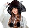 Women Girls Winter Plush Faux Fur Hat Cute Animal Horns Ears Cap Furry Soft Hooded Beanie Trapper Animal Costume Hat