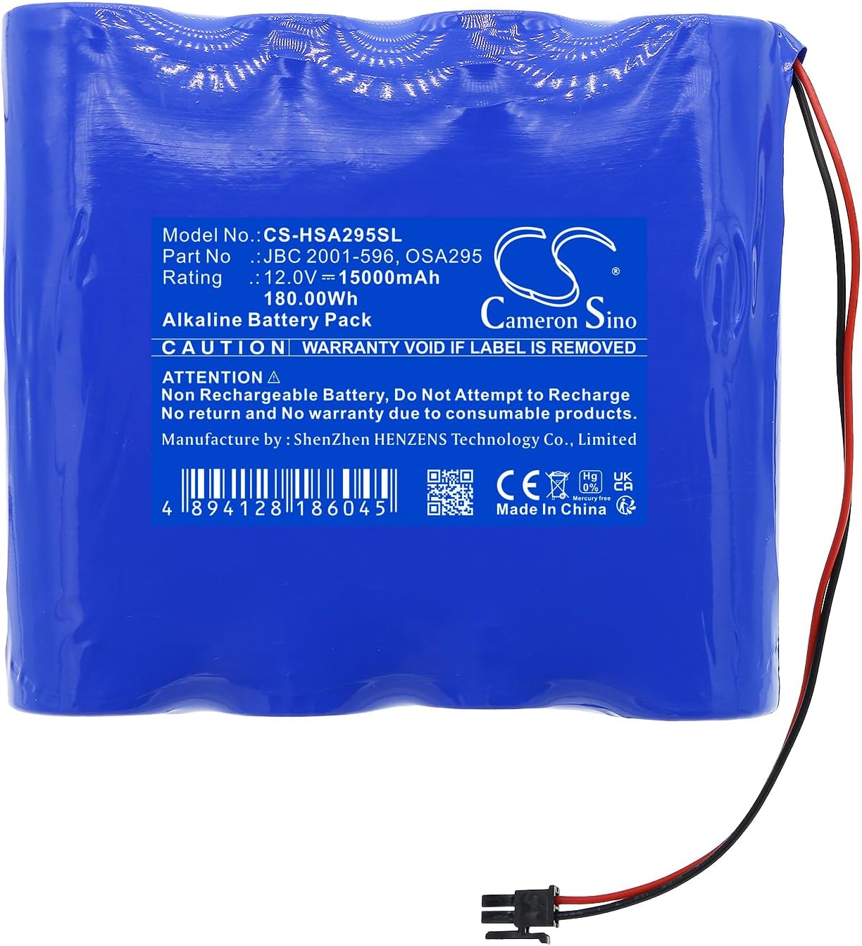 Cameron Sino Battery for Hart InterCivic Demo eSlate PN:Hart InterCivic JBC 2001-596, OSA295 15000mAh / 180.00Wh
