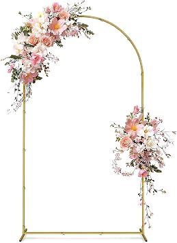 ATR ART TO REAL 7.2 FT Wedding Arch Backdrop Stand أقواس الزفاف المعدنية للحفل، حامل قوس بالون ذهبي لحفل زفاف حفلة عيد ميلاد صورة كشك خلفية دش الطفل الديكور