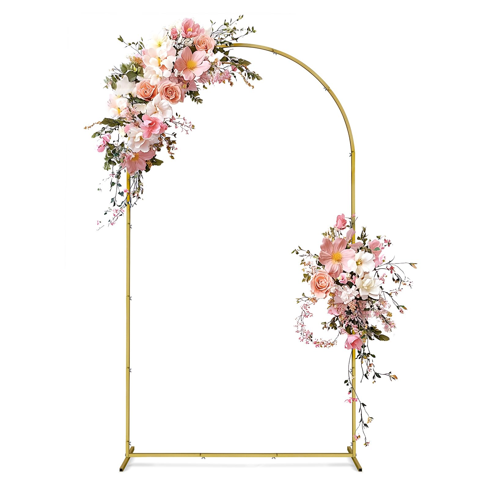 7.2 FT Wedding Arch Backdrop Stand Metal Wedding Arches for Ceremony, Gold Balloon Arch Stand for Wedding Birthday Party Photo Booth Background Baby Shower Decoration