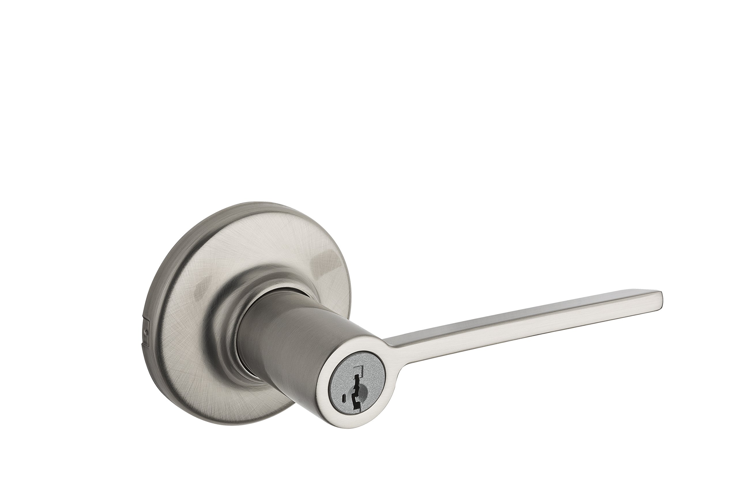 Kwikset 94050-576 405LRL 15 SMT 6AL RCS K4 Ladera Keyed Garage or Office Door Handle Featuring SmartKey Security with a Traditional Design Entry Lever, Satin Nickel