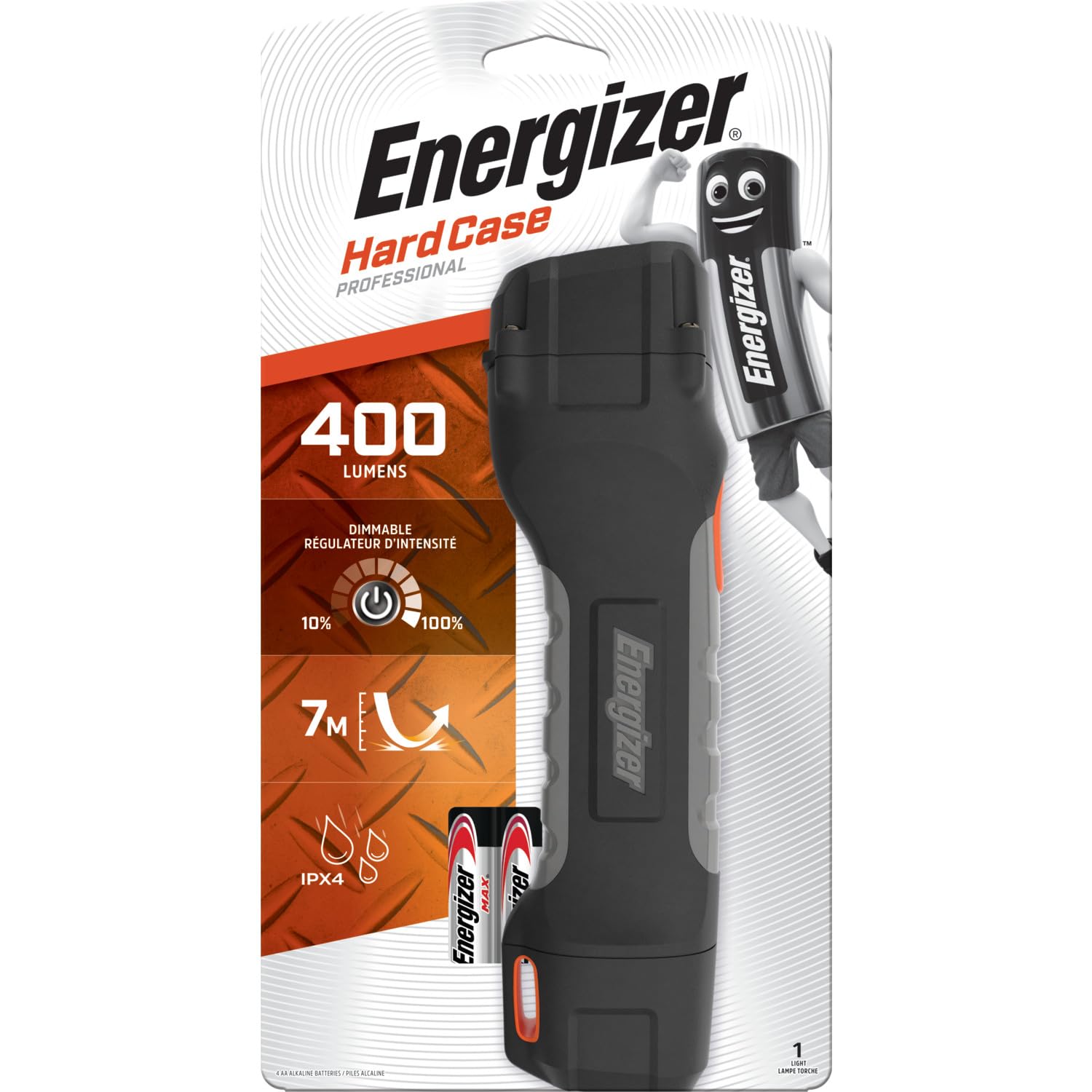 Energizer Torcia Professionale Hardcase, 400 Lumens, Batteria Inclusa, Grigio-image