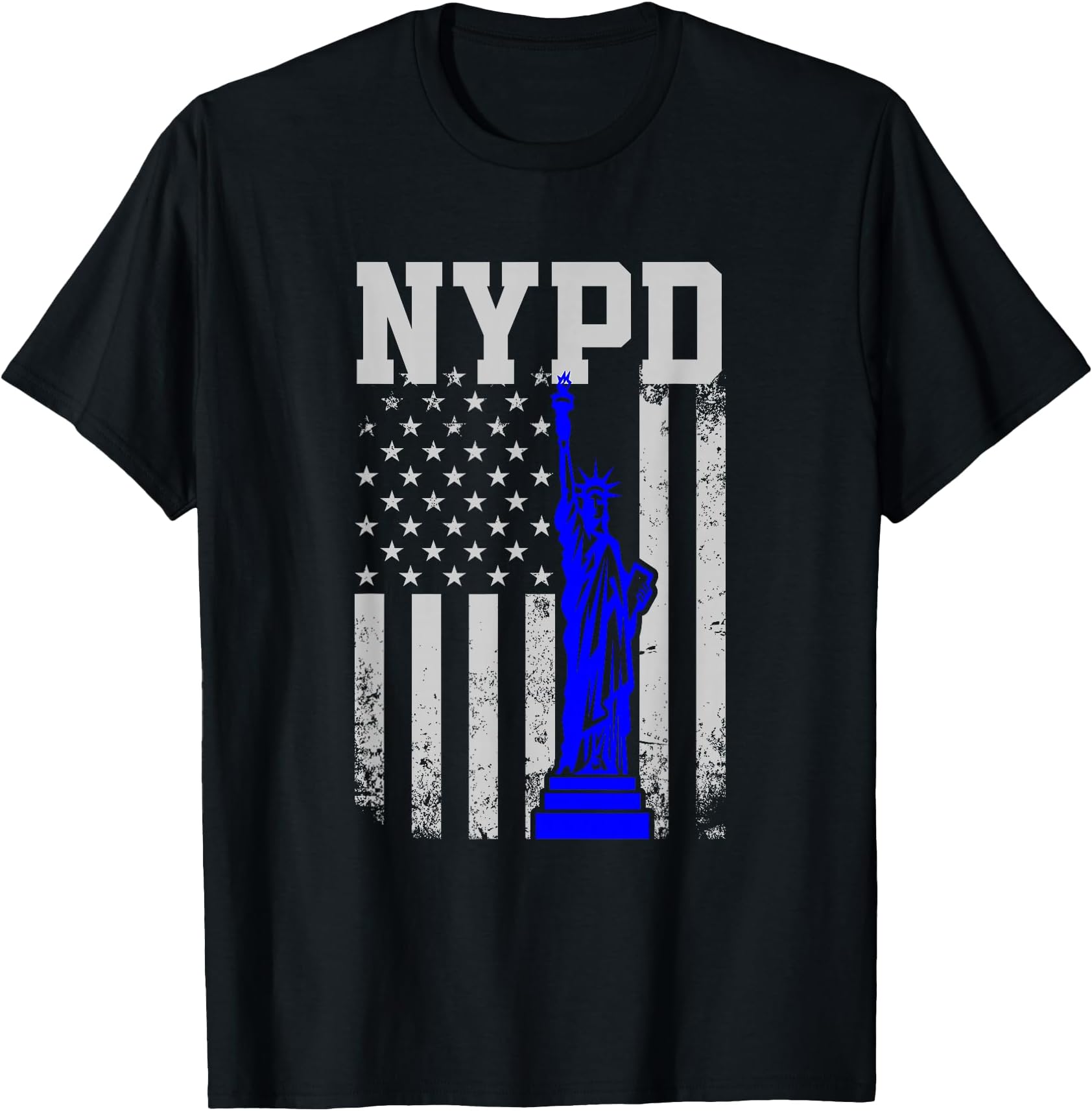 NYPD New York Police Department Statue Of Liberty Distressed T-Shirt