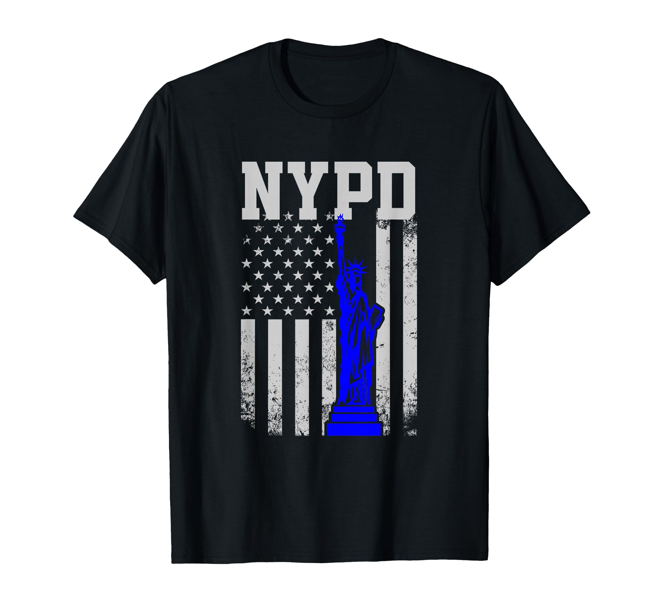 NYPD New York Police Department Statue Of Liberty Distressed T-Shirt