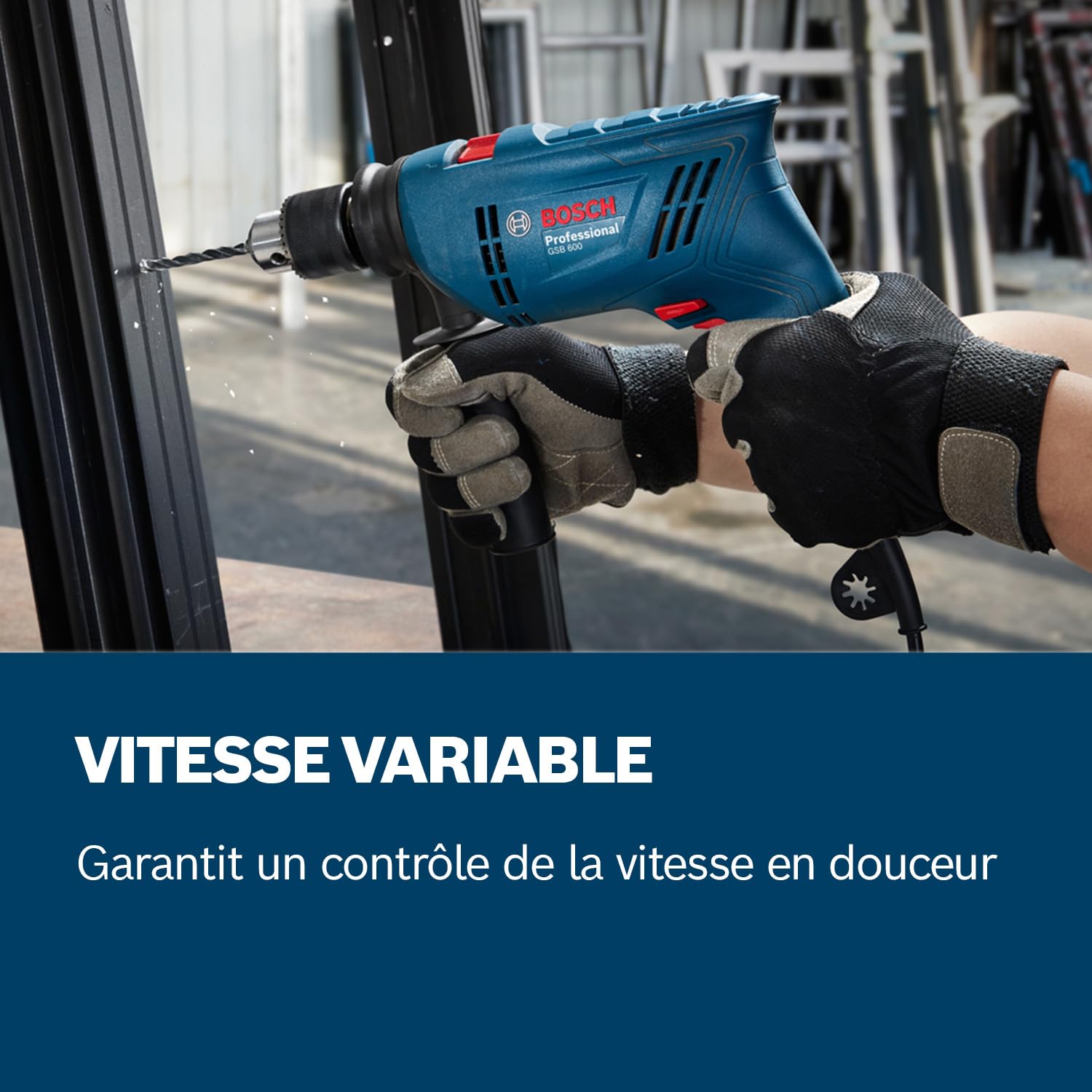 Bosch Professional Perceuse à percussion filaire GSB 600 (moteur de 600 W, perçage de 13 mm dans le béton, charbons)