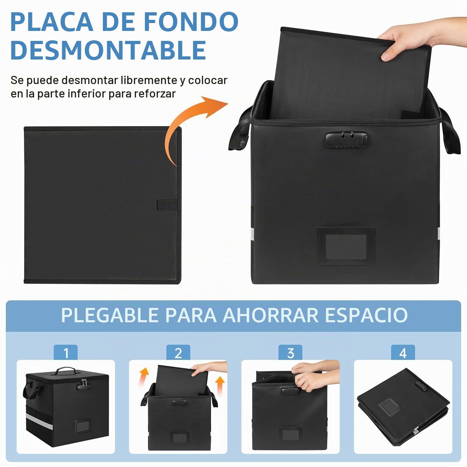 OUUTMEE Caja de almacenamiento ignífuga con cerradura para discos de vinilo, caja plegable resistente al agua para discos LP de 12", con capacidad para más de 50 discos individuales, grande.