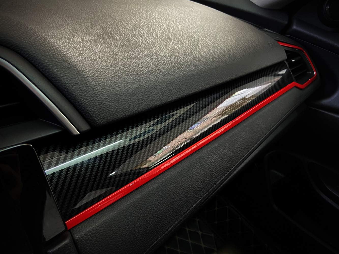 GZXinWei 6Pcs Carbon Fiber Grain Console Center Dashboard Cover Trim Decorative Sticker for Honda 10th Gen Civic 2016 2017 2018 2019 2020 2021