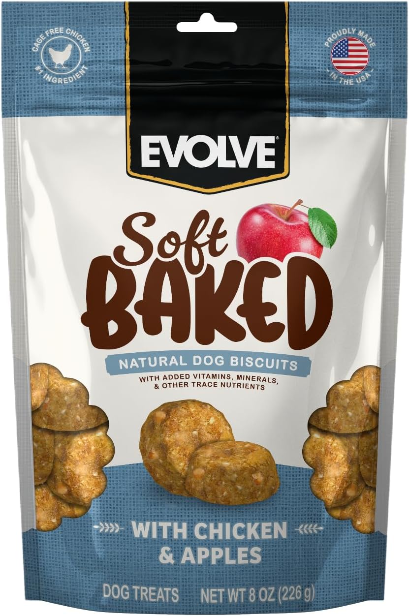 Evolve Soft Baked Chicken & Apple Recipe Dog Biscuits, 8 oz. (Pack of 4)