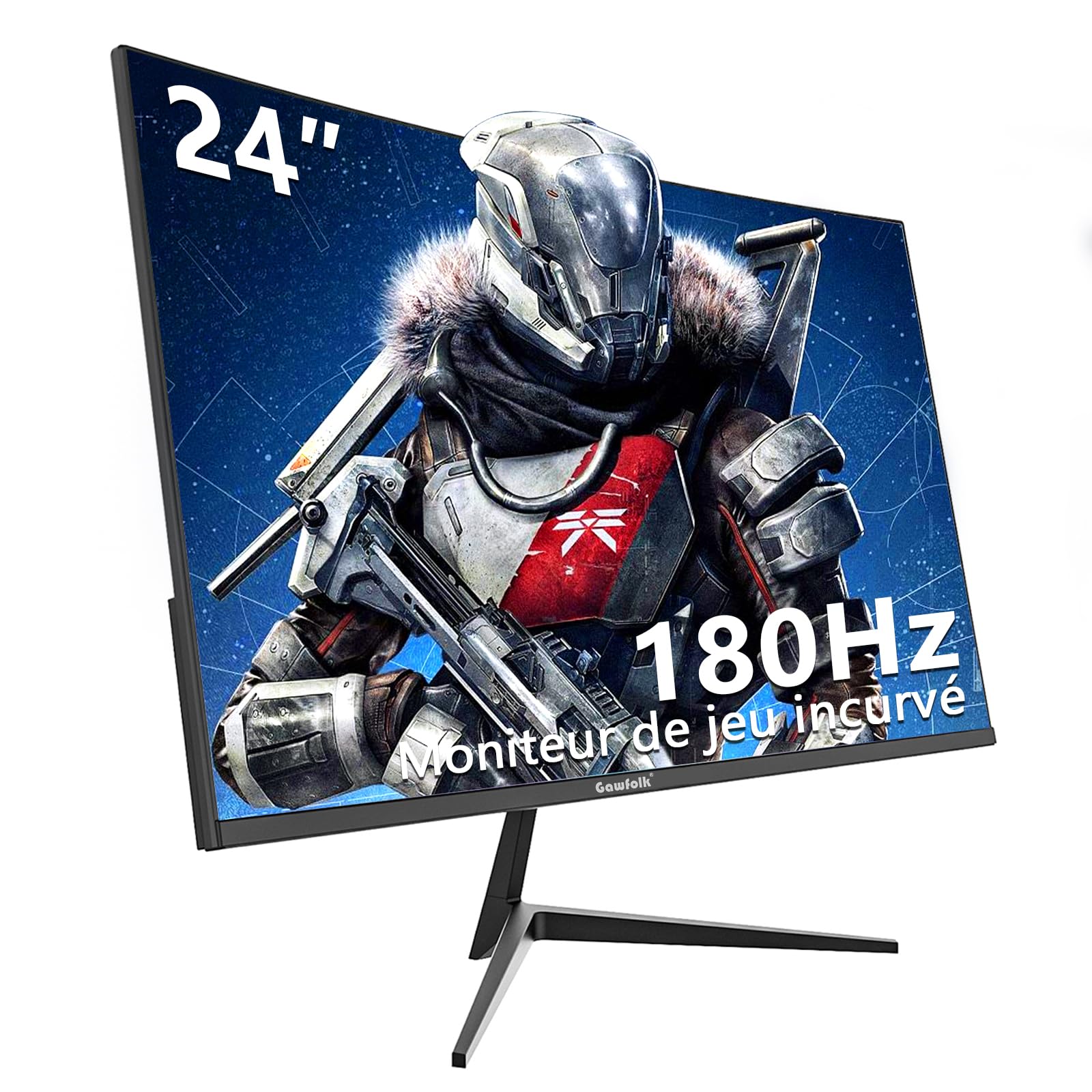 Gawfolk 24 pollici 180Hz monitor di gioco curvo, 100% sRGB,FHD 1080p,1ms,senza bordi, FreeSync, grandangolo 178°,HDMI/DisplayPort, VESA 75 * 75mm - nero…