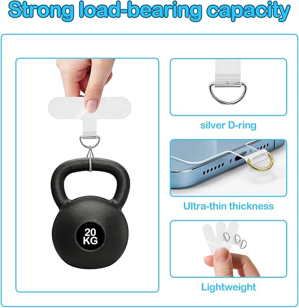6 Pieces Mobile Phone Lanyard Patch, Anti-Drop Adapter for Mobile Phone, Soft Material Anti-Break, Ultra-Thin Without Adhesive, Mobile Phone Accessories Compatible with All Cases - 4