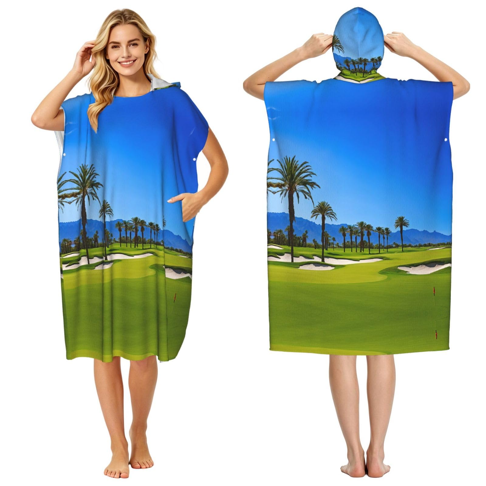 Poncho à capuche plage et surf été - Changez-vous facilement au bord de l'eau avec style