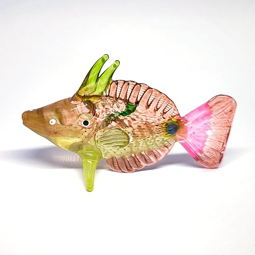 Miniatura 5 de ZOOCRAFT Figura de cristal hecha a mano con peces marinos, colorido acento náutico para decoración del hogar, escultura artística pintada a mano,