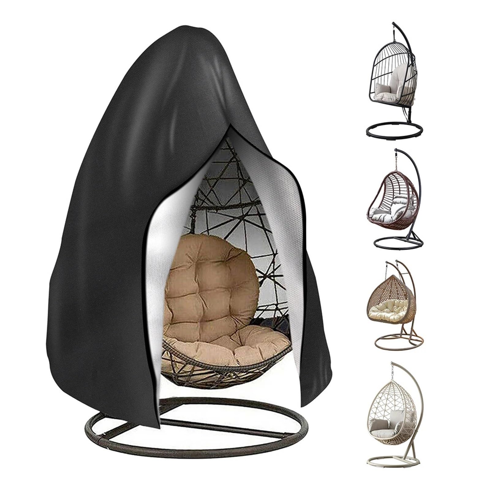 Couverture de Chaise Suspendue Housse de Chaise Suspendue for Patio avec Fermeture éclair, imperméable, Coupe-Vent, avec Boucle, résistante aux intempéries(Black,230x200CM)