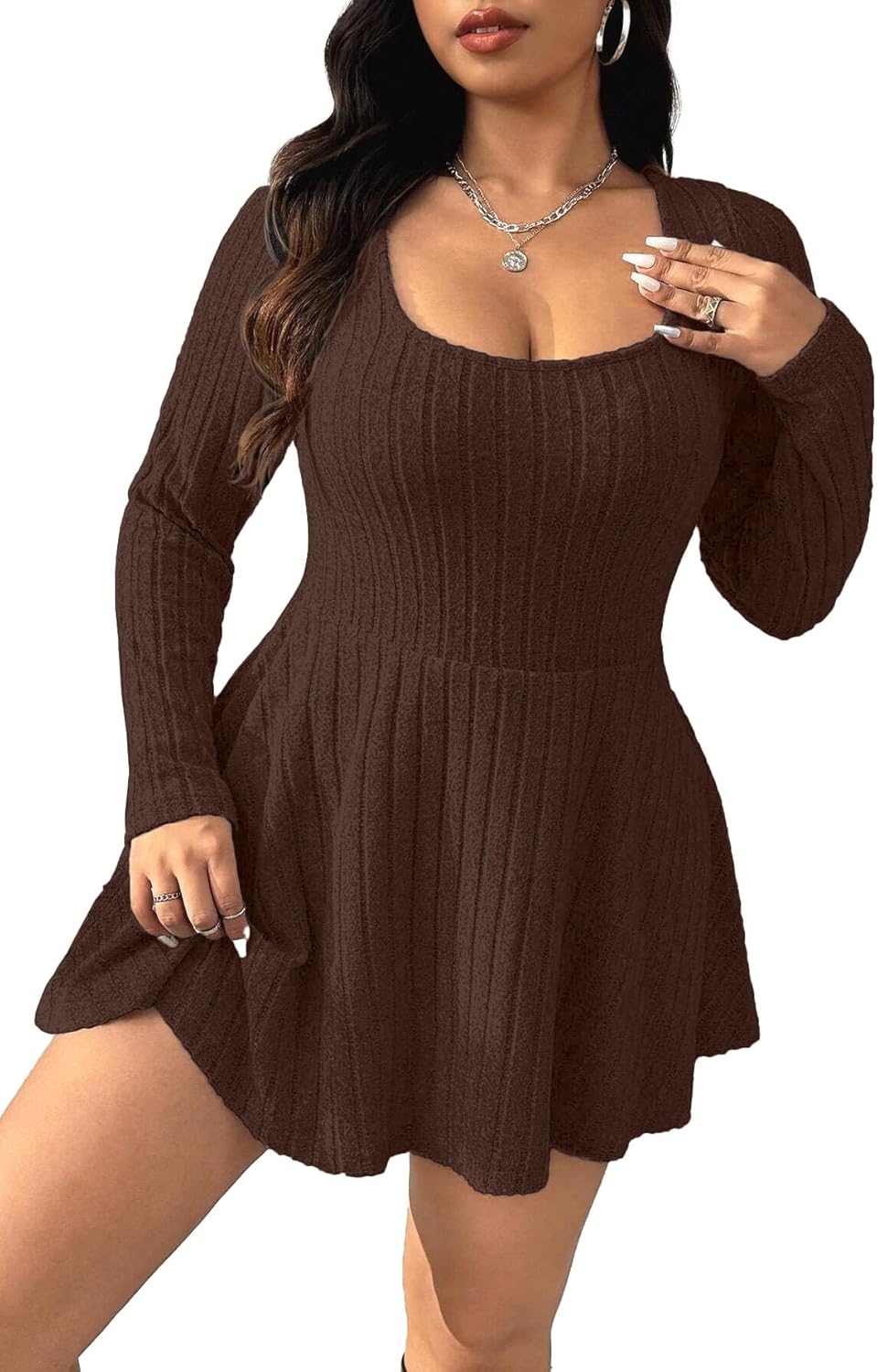 Women's Black Ribbed Knit Off-Shoulder Sweater Dress Have Pockets Casual Sportswear