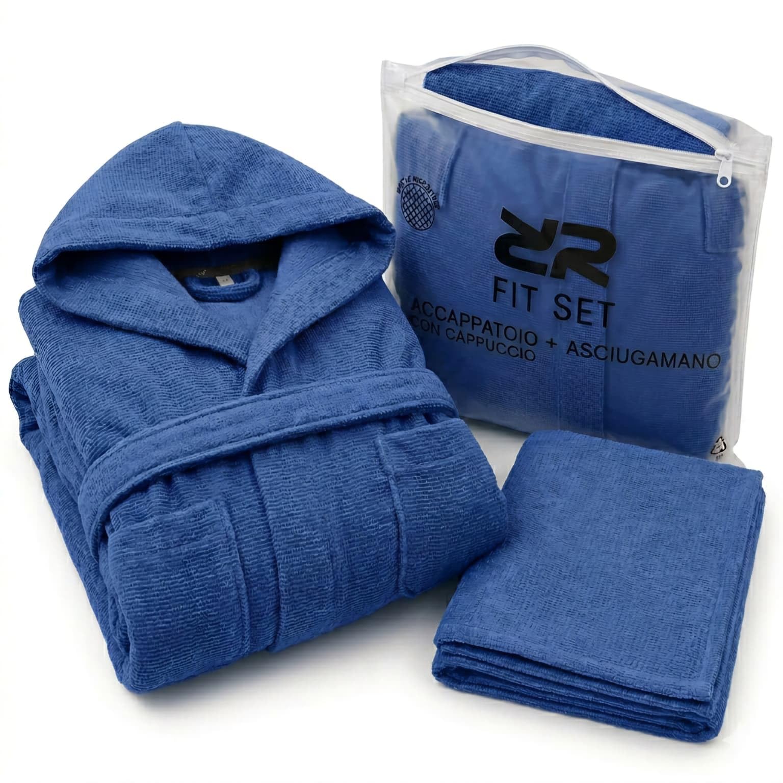 Set Accappatoio Microfibra Cappuccio e Telo Palestra Unisex