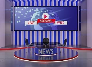 Podcast Backdrop 7x5ft News Studio Tv Shows Live Broadcast Backgrounds for Photography Or Video Recording Breaking Live Photoshoot Office Decoration Photo Booth Props