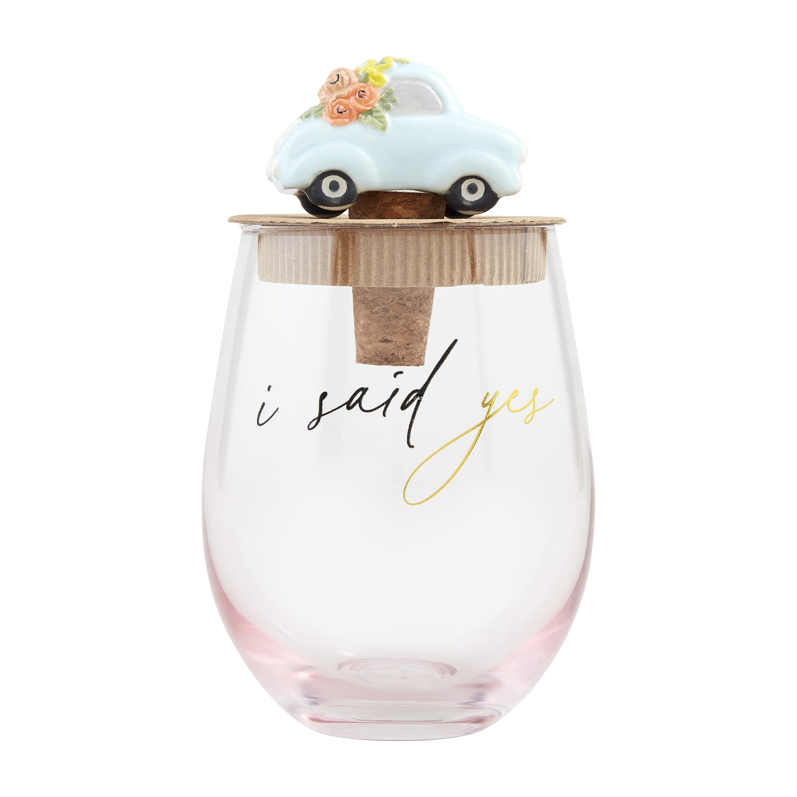 Verres à vin Engaged Said Yes Mud Pie pour une annonce de mariage originale