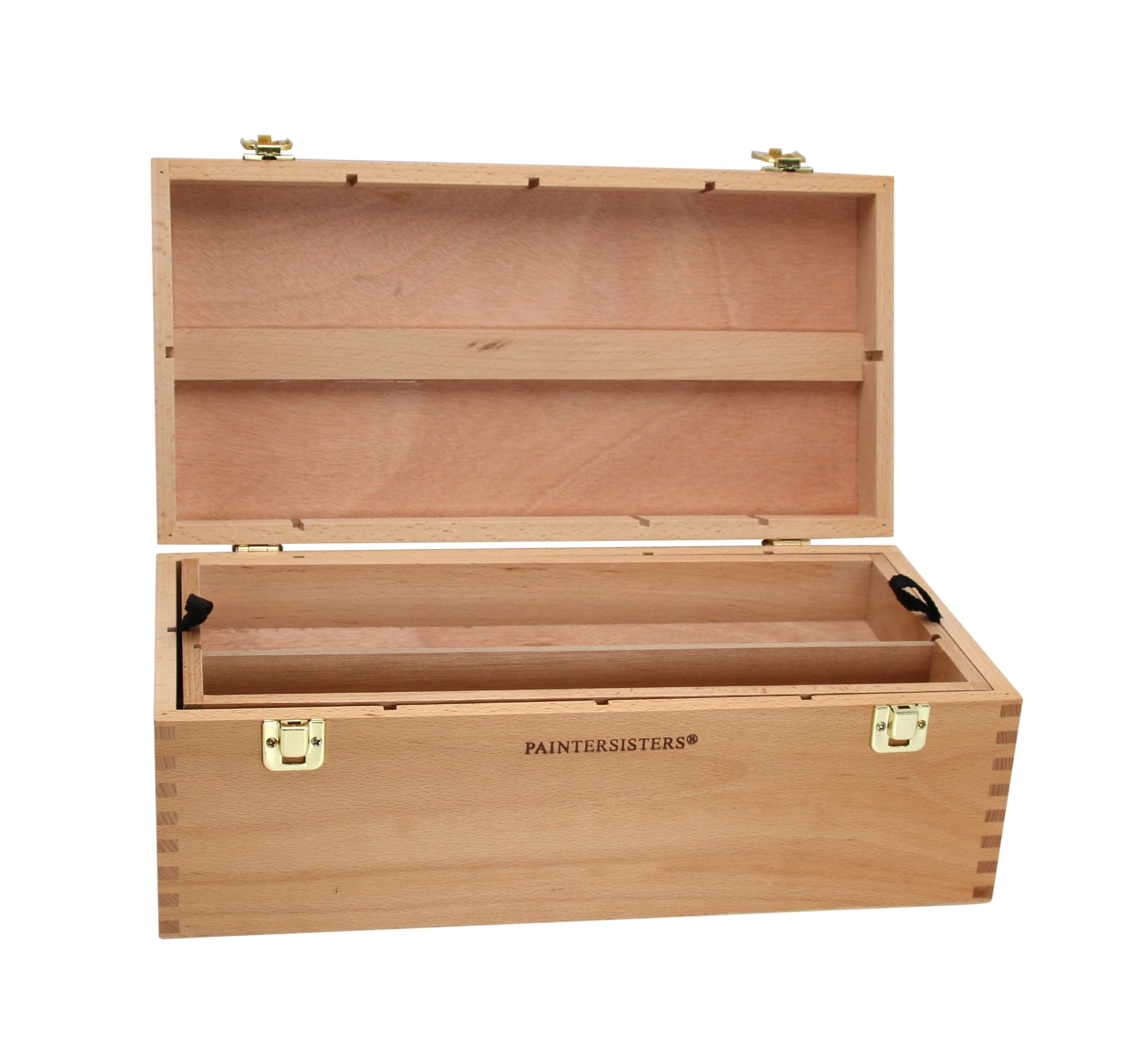 Paintersisters® Coffret d'ustensiles XL, Mallette de peinture, Boîte à peinture, Coffret à pinceaux en bois, Boîte à outils, Rangement