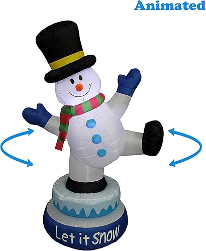 Miniatura 5 de Muñeco de nieve inflable de Navidad animado iluminado de 5 pies de alto con sombrero, luces LED, decoración de vacaciones para interiores y