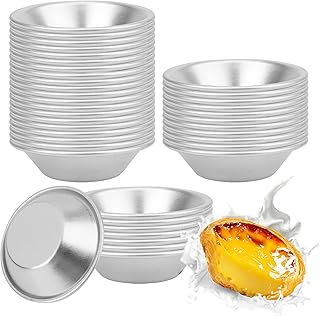 Yesland 40 Pack Egg Tart Mold, Tiny Pie Tartlets & Pudding Cups, Reusable Baking Cups for Cupcake, Pie & Cookie (Aluminum, 2-7/8 Inches)