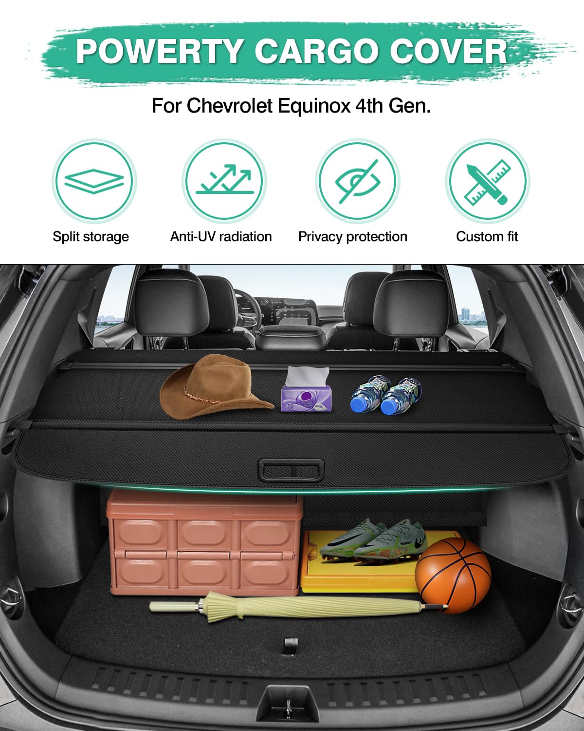 Powerty Cargo Cover For 2025 Chevy Chevrolet Equinox