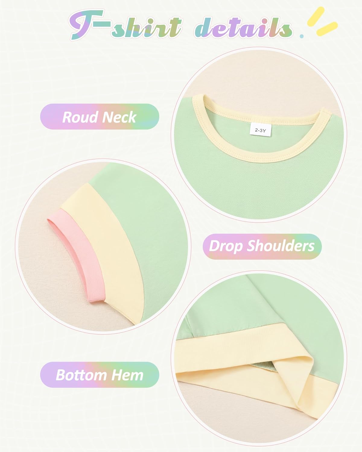 SANMIO Toddler Girl Clothes Summer Toddler Girls Color Block Short Sleeve Shorts Sweatsuit Outfits 2 Piece Clothing Set - Image 5