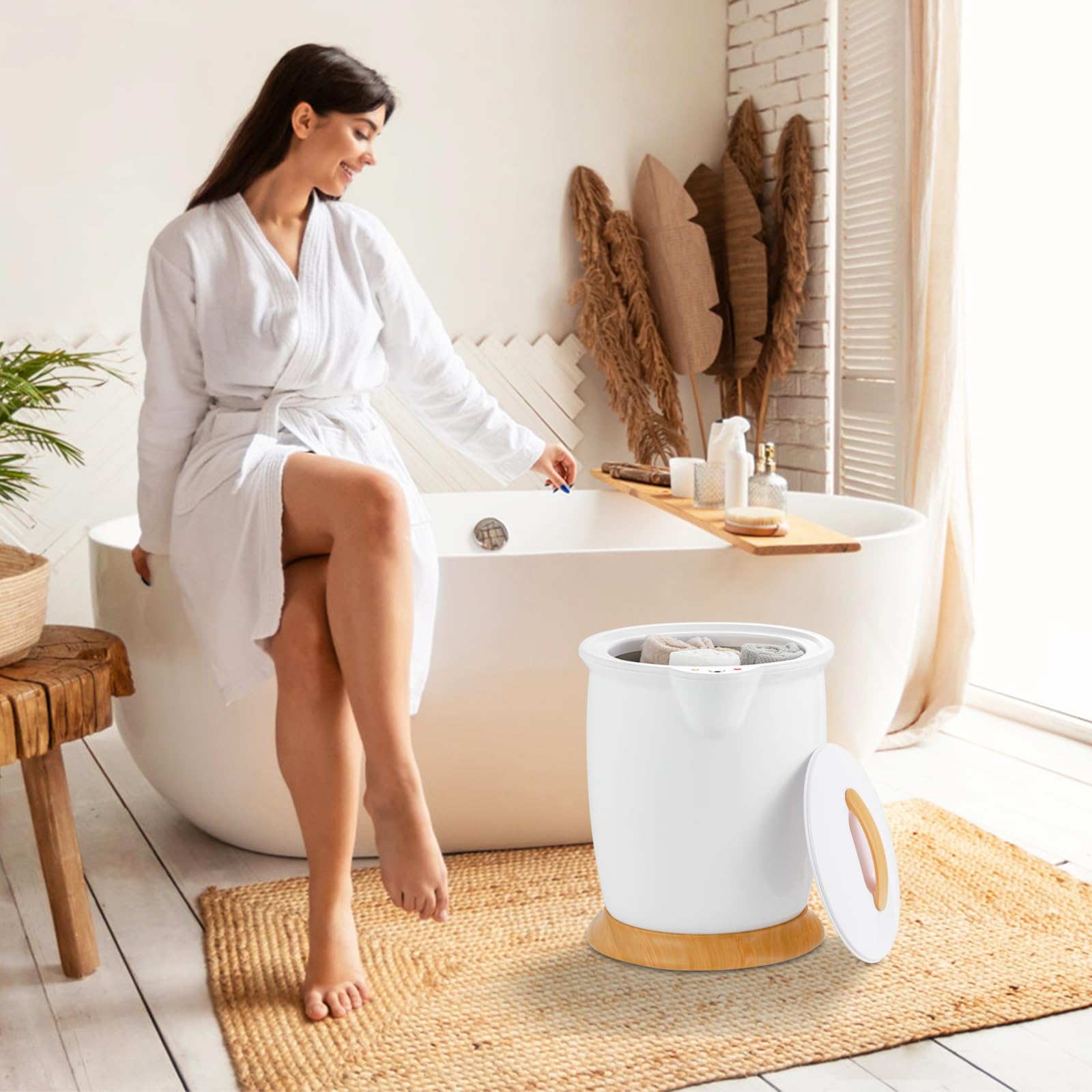 Happygrill Luxury Towel Warmer Bucket w/Fragrance Holder, Auto Shut Off, Fits Up to Two 40