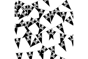 MARFOREVER Pirate Banner 132 Feet Halloween Party Decoration Skull Pennant Flag
