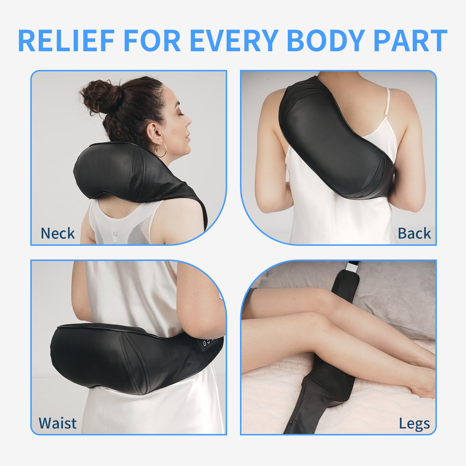TISSCARE Massageur Shiatsu Nuque avec Chaleur pour Douleur, Massage 3D Kneading pour Dos, Épaules, Jambes, Prise pour Maison, Bureau, Voiture, Cadeau Femmes & Hommes