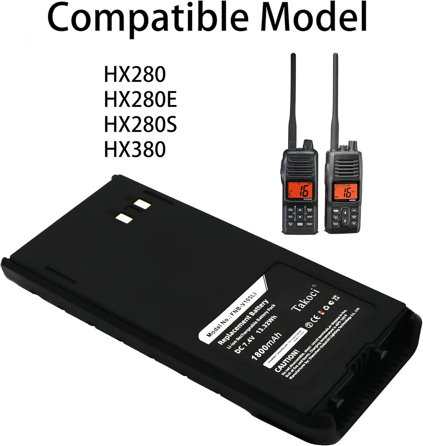 2-Pack 7.4V 1800mAh FNB-V105Li Li-ion Radio Battery Compatible for Yaesu/Vertex/Standard Horizon/Marantz HX380 & HX280 Series Two Way Radio