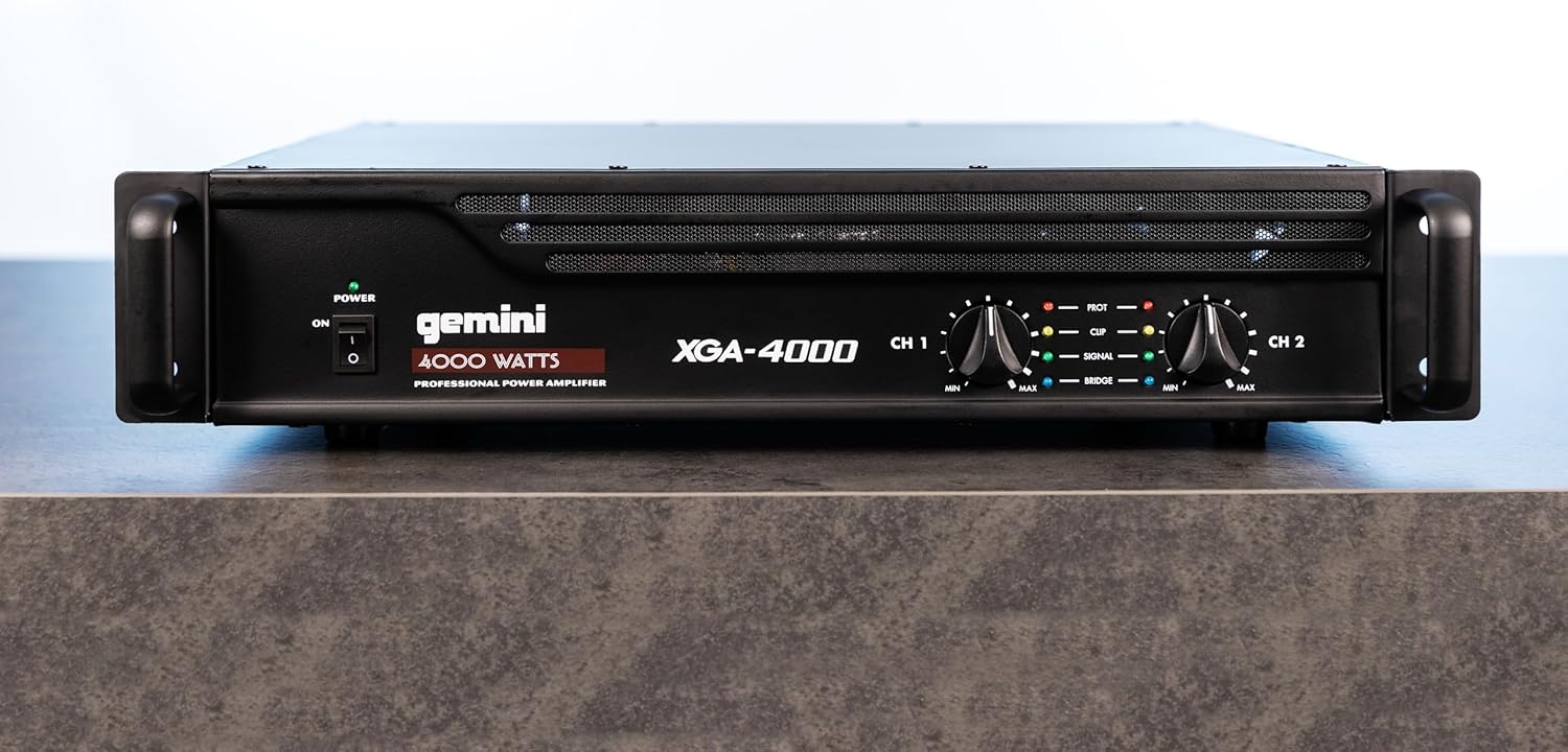 Gemini Professional 4000W 2-Channel Power Amplifier – Durable DJ & PA Power Amp with XLR/RCA Inputs, Bridge Mode, Short Circuit Protection, Thermal Cooling, Speakon & Binding Post Outputs (XGA-4000) - Image 2
