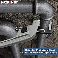 Vista 3 de MAXPOWER Llave de tubo de 18 pulgadas, llave de tubo de extremo resistente de aluminio Llave de fontanería en ángulo de 45 grados