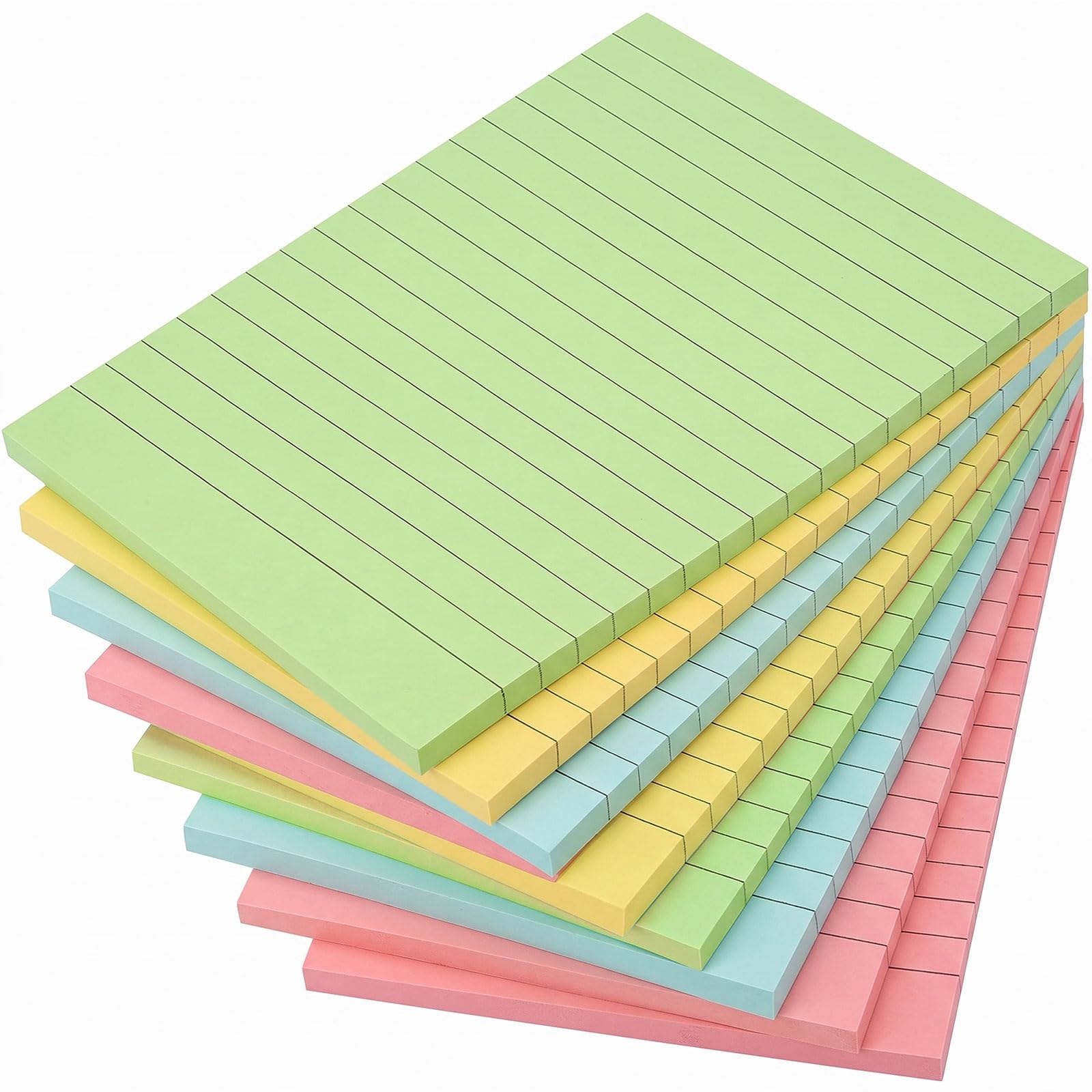 400 Sheets Lined Sticky Notes 4x6 in, Colorful Large Ruled Memo Pads