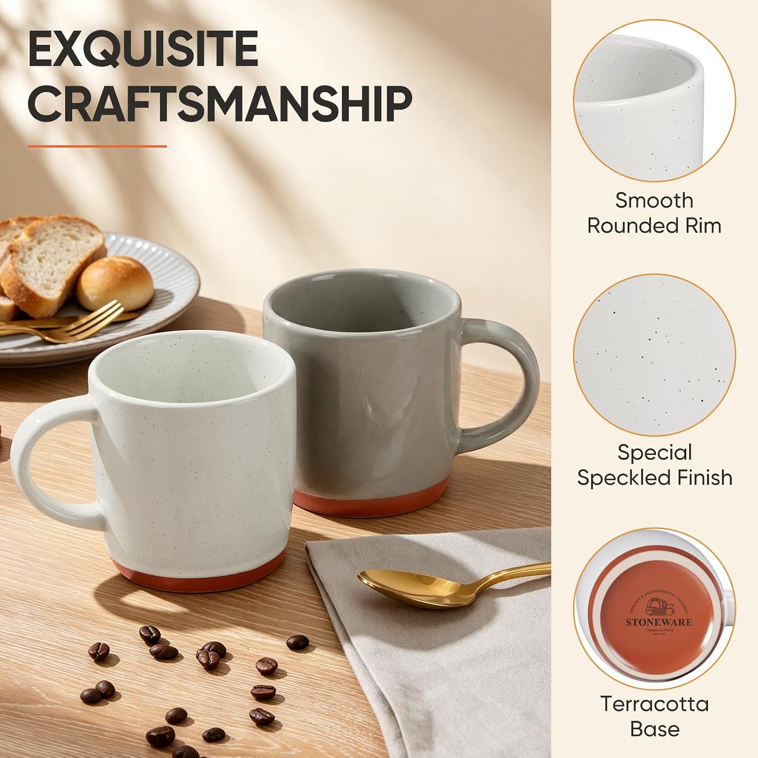 E-far Ceramic Coffee Mug Set of 4, 12oz Modern Coffee Cups, Multicolor