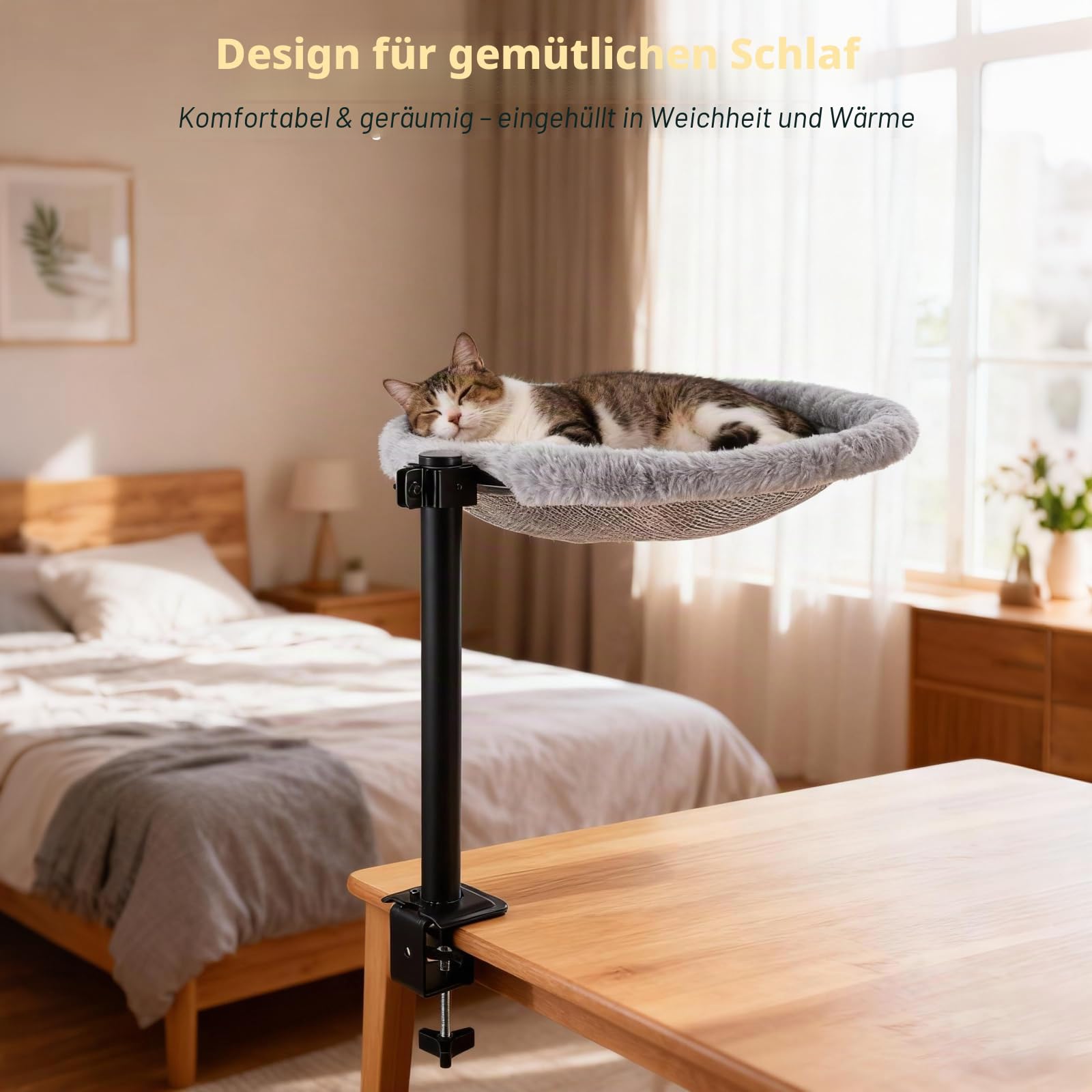 katzenbett Schreibtisch,katzenbett 360° drehbar und höhenverstellbar weiche katzenhängematte mit waschbaren bezügen,katzenschlafplatz fürs zuhause büro