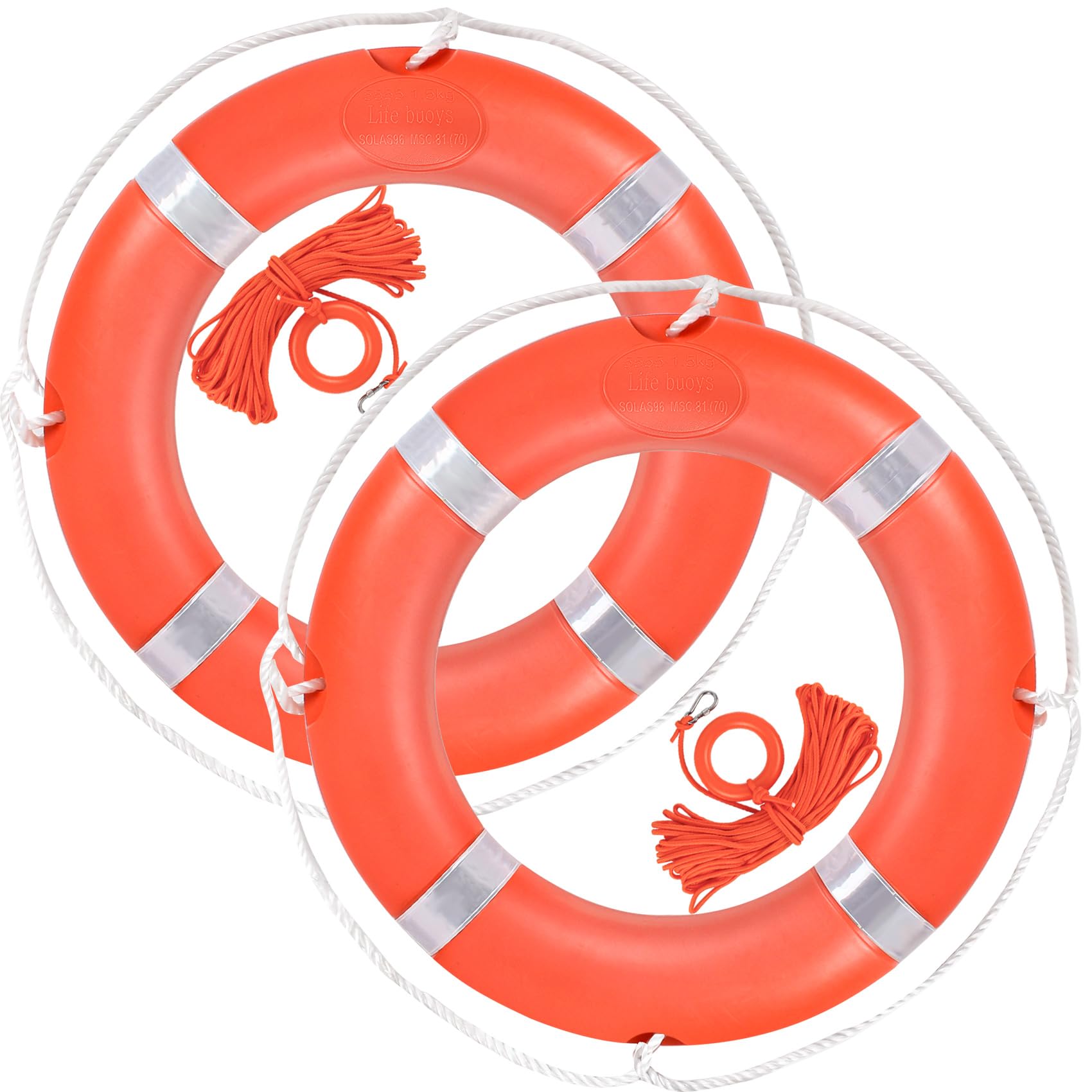 Life Preserver Ring 58,4 cm / 71,1 cm, Boot-Sicherheits-Wurfringe mit Halterung, orangefarbene Boje mit Seil, 2,5 m und reflektierendem Band für Boot