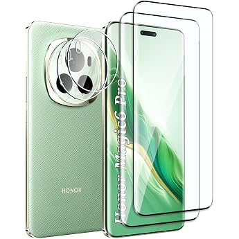 Tempered Glass Screen Protector Compatible with Honor Magic6 Pro and Camera No Bubbles 9H Hardness Anti-Scratch 3D Curved HD Screen Protector for Honor Magic6 Pro Pack of 2 + 2