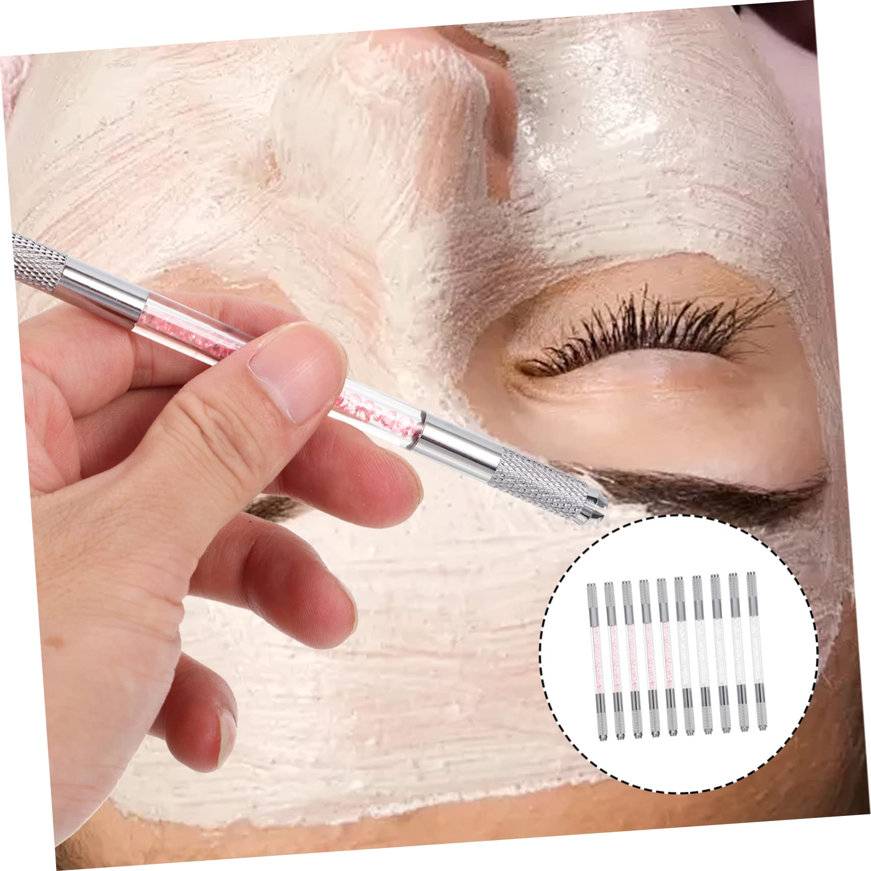 Mikinona Matita Sopracciglia Microblading Doppia Estremità 10 Pezzi in Abs Penna per Tatuaggi Sopracciglia Effetto Naturale Versatile e Funzionale